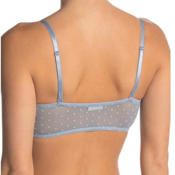 Intimately Free People Sierra Light Blue Swiss Dot Mesh V-neck Bandeau - Picture 3 of 8